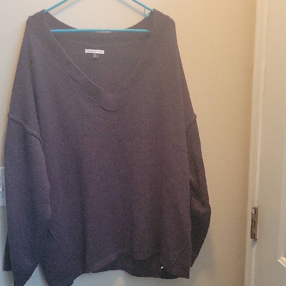 American Eagle Outfitters Charcoal V-Neck Sweater